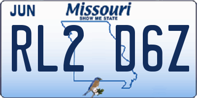 MO license plate RL2D6Z
