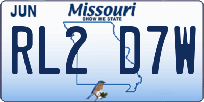 MO license plate RL2D7W