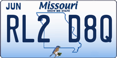 MO license plate RL2D8Q
