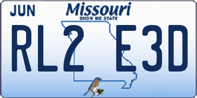 MO license plate RL2E3D