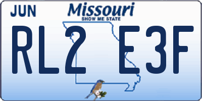 MO license plate RL2E3F