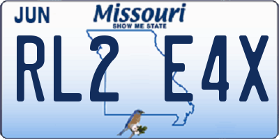 MO license plate RL2E4X