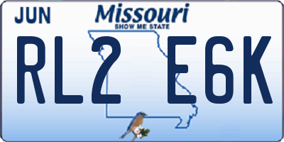 MO license plate RL2E6K