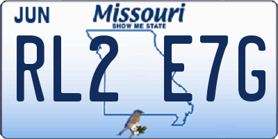 MO license plate RL2E7G