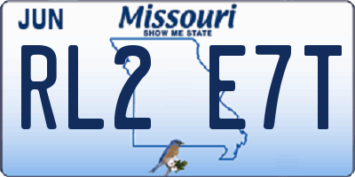 MO license plate RL2E7T