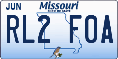 MO license plate RL2F0A