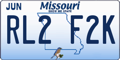 MO license plate RL2F2K