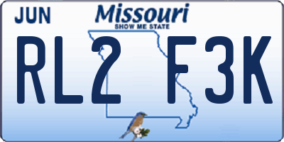 MO license plate RL2F3K