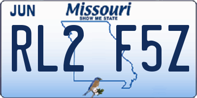 MO license plate RL2F5Z