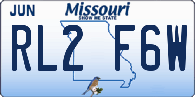 MO license plate RL2F6W