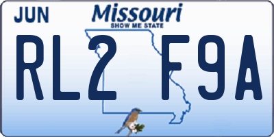 MO license plate RL2F9A