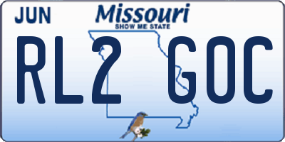 MO license plate RL2G0C