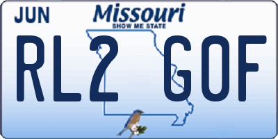 MO license plate RL2G0F