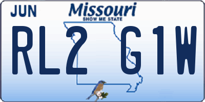 MO license plate RL2G1W