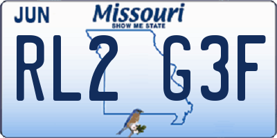 MO license plate RL2G3F