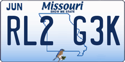 MO license plate RL2G3K