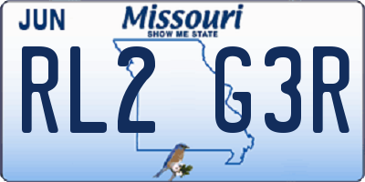 MO license plate RL2G3R