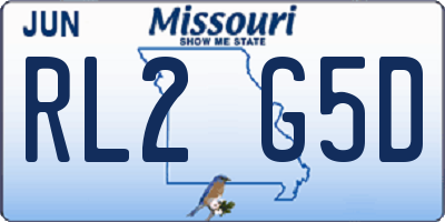 MO license plate RL2G5D