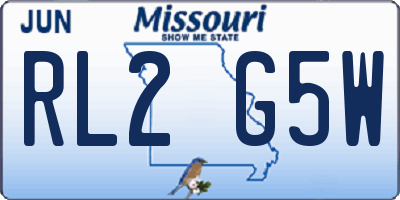 MO license plate RL2G5W