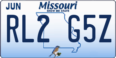 MO license plate RL2G5Z