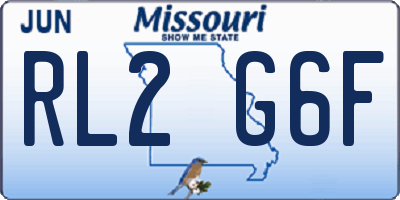MO license plate RL2G6F