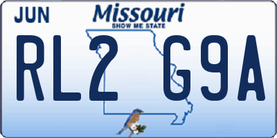 MO license plate RL2G9A