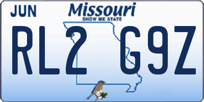 MO license plate RL2G9Z