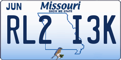 MO license plate RL2I3K