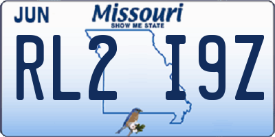MO license plate RL2I9Z