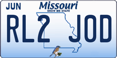 MO license plate RL2J0D