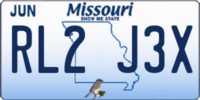MO license plate RL2J3X