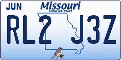 MO license plate RL2J3Z