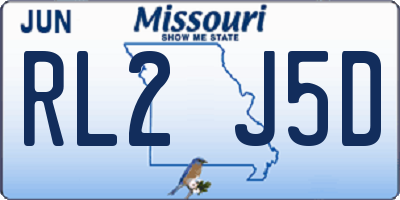 MO license plate RL2J5D