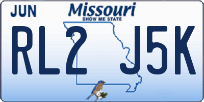 MO license plate RL2J5K