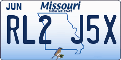 MO license plate RL2J5X