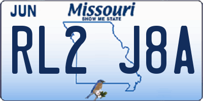 MO license plate RL2J8A