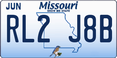 MO license plate RL2J8B