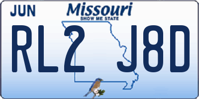 MO license plate RL2J8D