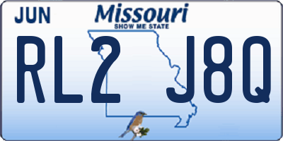 MO license plate RL2J8Q
