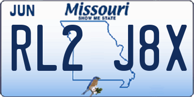 MO license plate RL2J8X