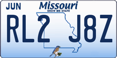 MO license plate RL2J8Z