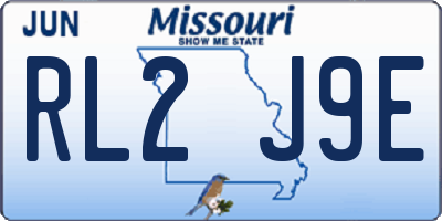 MO license plate RL2J9E