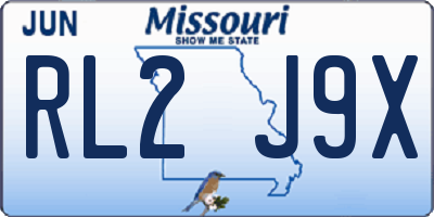 MO license plate RL2J9X