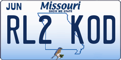 MO license plate RL2K0D