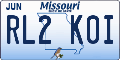 MO license plate RL2K0I
