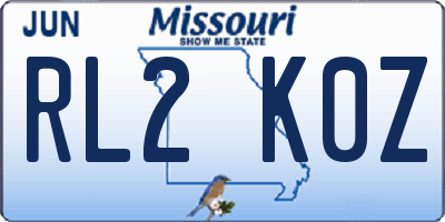 MO license plate RL2K0Z