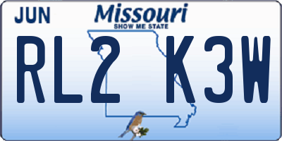 MO license plate RL2K3W