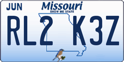 MO license plate RL2K3Z