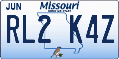 MO license plate RL2K4Z