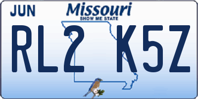 MO license plate RL2K5Z